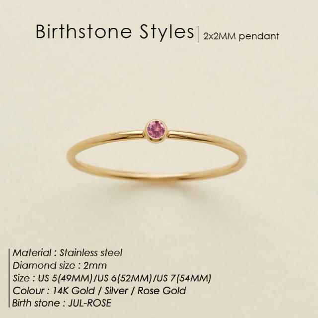 Birthstone stainless steel rings