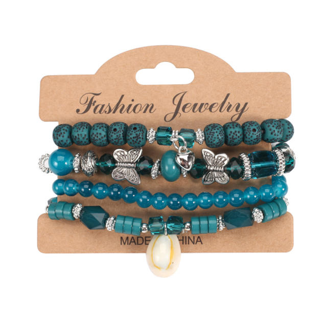 Boho butterfly shell color bead bracelet