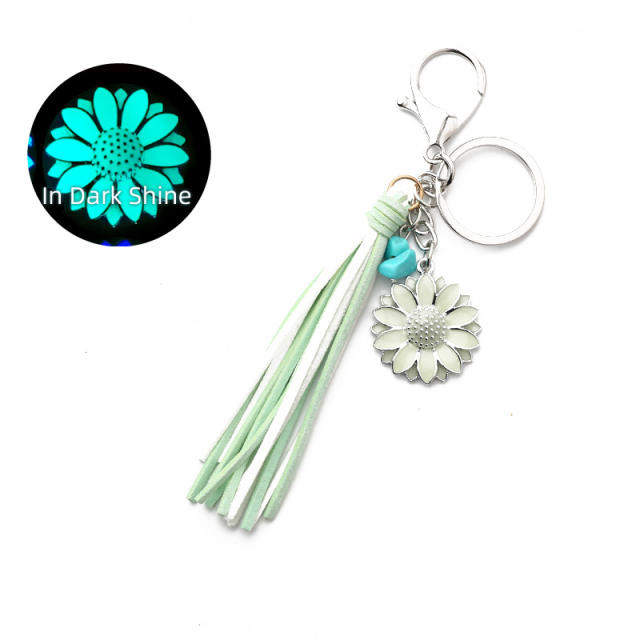 Punk trend luminous sunflower colorful tassel keychain