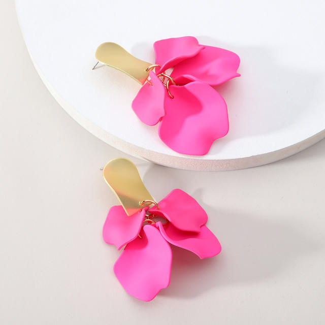 Korean fashion candy color acrylic flower petal earrings