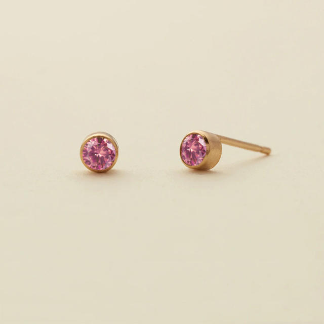 Birthstone mother's day gift stainless steel studs earrings