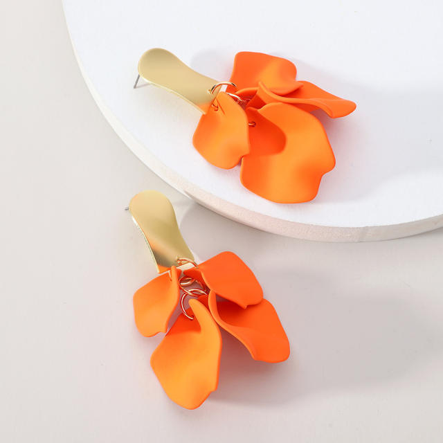 Korean fashion candy color acrylic flower petal earrings