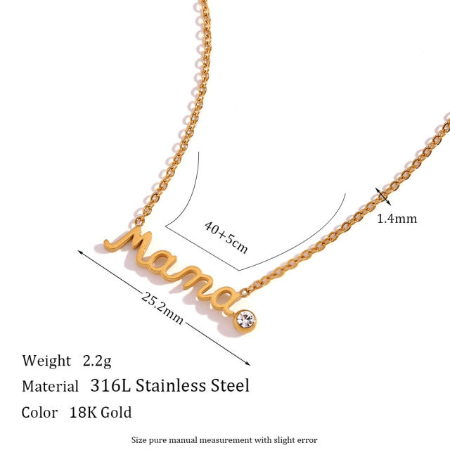 Hot sale mother's day gift mama letter stainless steel necklace set
