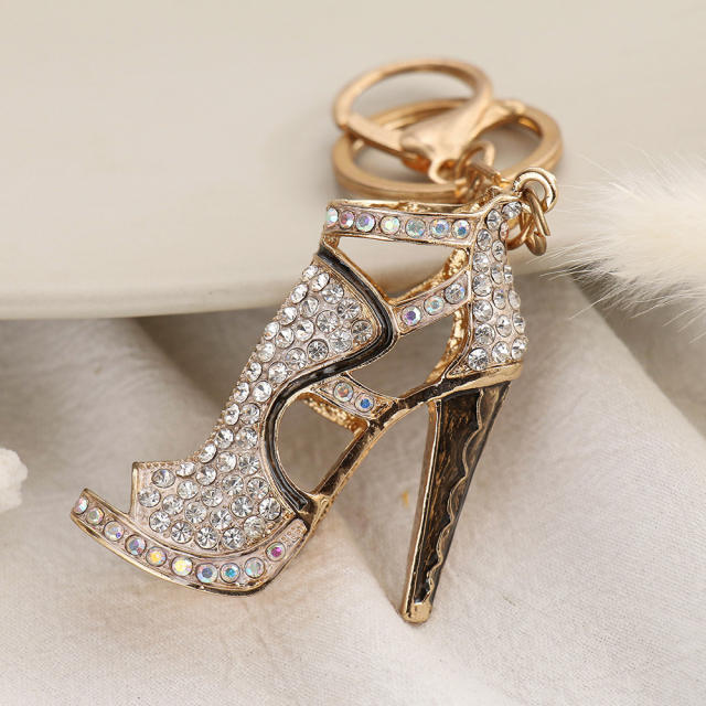Occident fashion color rhinestone heels alloy keychain
