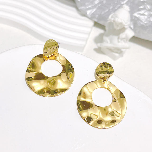 Personality gold color metal geometric shape earrings