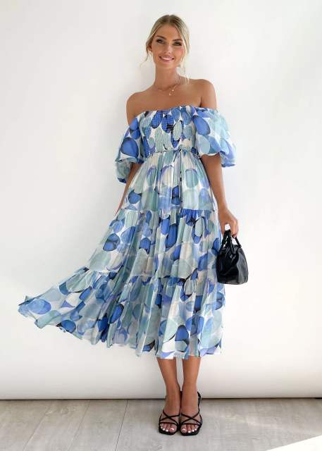 Holiday trend plain color and floral design maxi beach dress