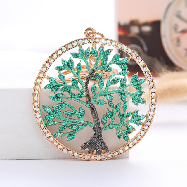 Hot sale colorful life tree hollow design alloy keychain