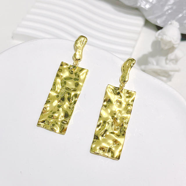 Personality gold color metal geometric shape earrings