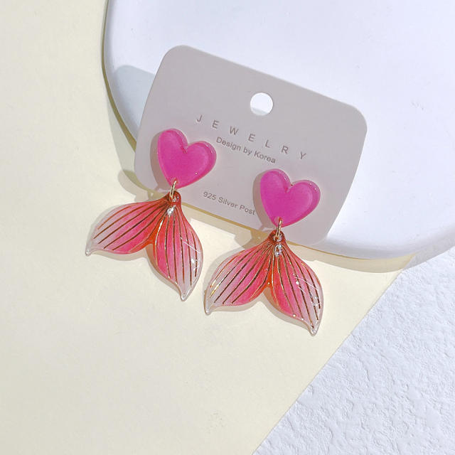 Sweet fish tail color acrylic earrings