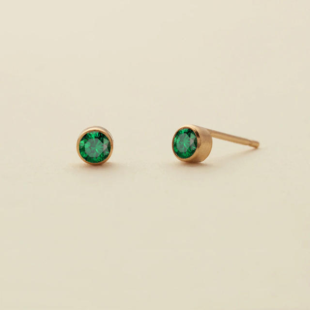 Birthstone mother's day gift stainless steel studs earrings