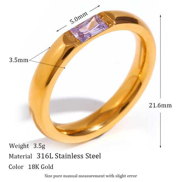 18K birthstone mother's day stainless steel rings