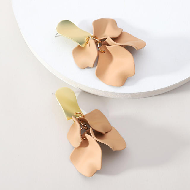 Korean fashion candy color acrylic flower petal earrings