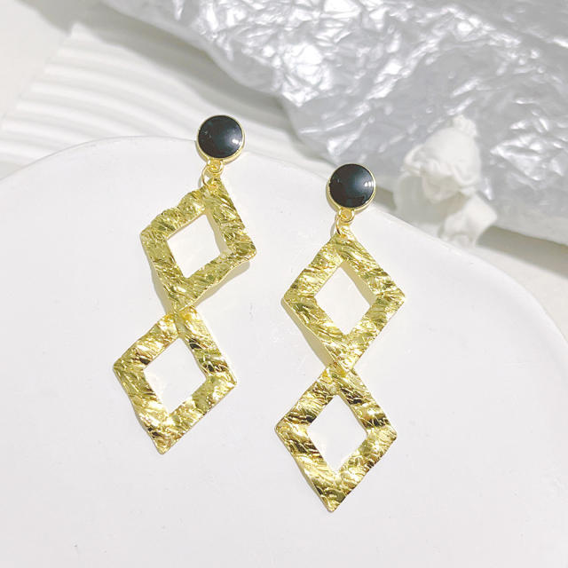 Personality gold color metal geometric shape earrings