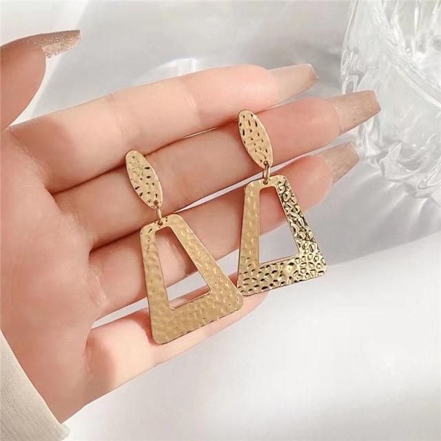 Personality gold color metal geometric shape earrings