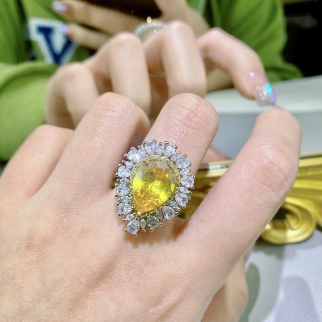 Luxury drop shape topaz statement rings