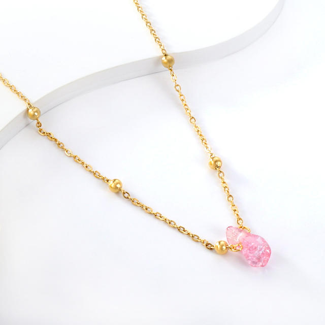 Occident fashion colorful cubic zircon stainless steel dainty necklace