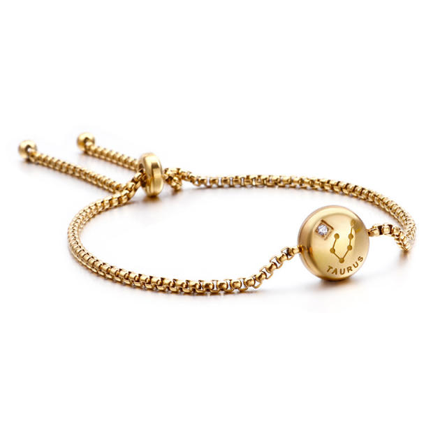 Korean fashion diamond zodiac stainless steel slide bracelet