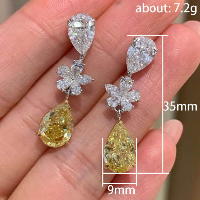 Delicate topaz drop cubic zircon statement earrings