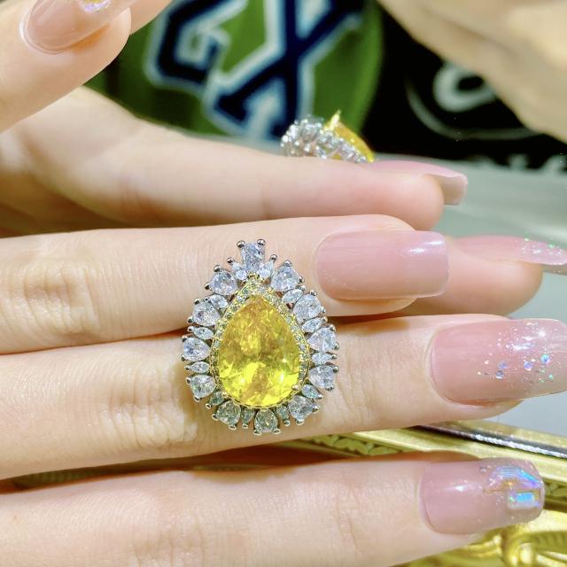 Luxury drop shape topaz statement rings