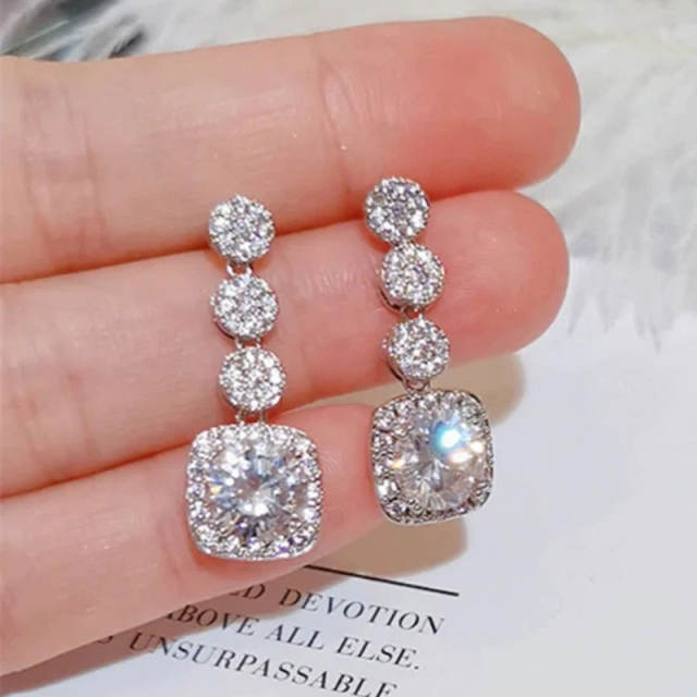 Delicate cubic zircon copper diamond earrings