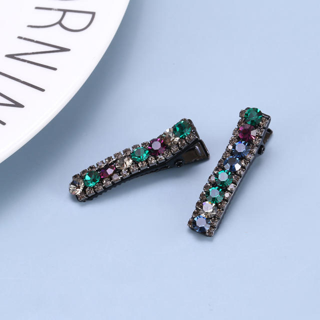 Colorful crystal statement hair clips