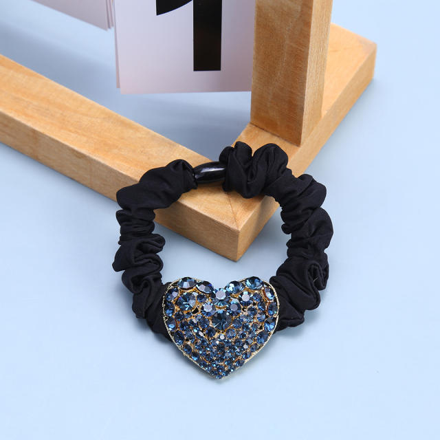 Luxury color crystal heart scrunchies