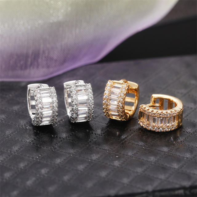 Popular cubic zircon diamond huggie earrings