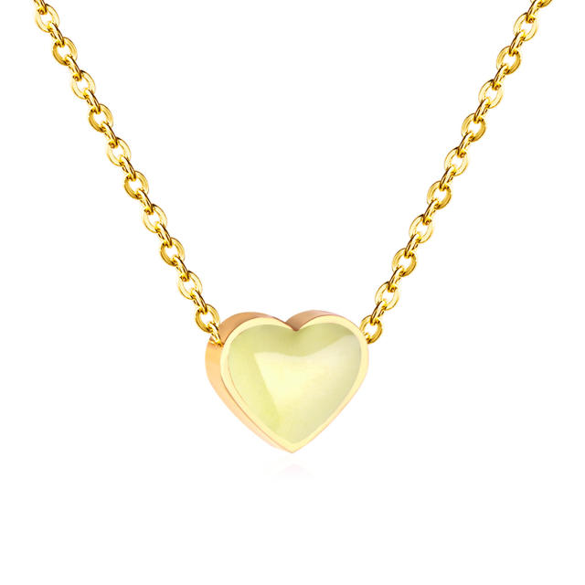Sweet color enamel heart mother's day stainless steel dainty necklace