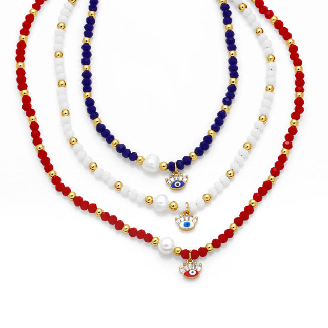 Boho colorful bead evil eye necklace