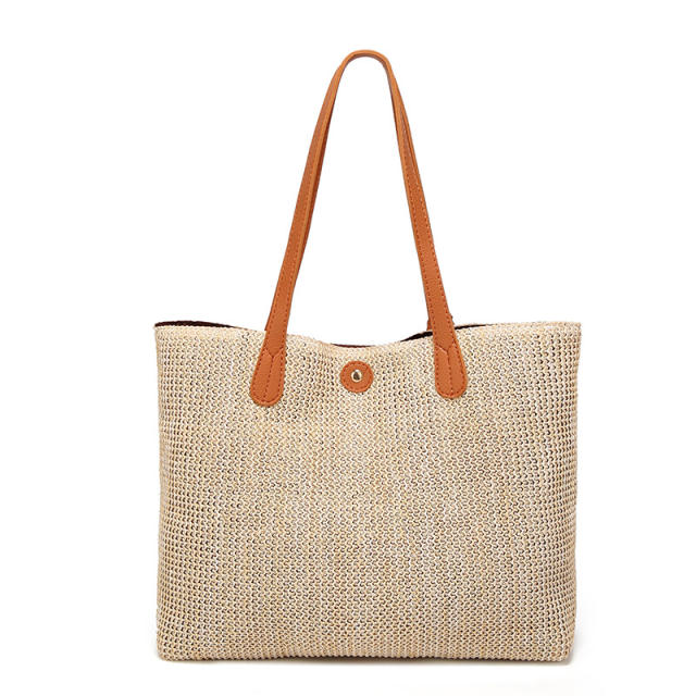 Simple design straw tote bag beach bag