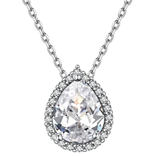 Elegant drop cubic zircon dainty copper necklace