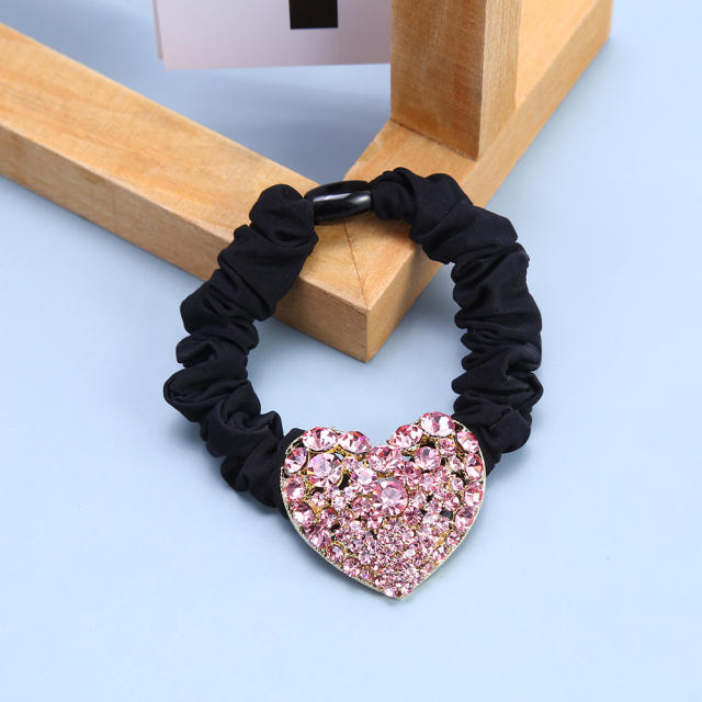 Luxury color crystal heart scrunchies