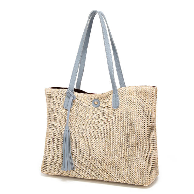 Simple design straw tote bag beach bag