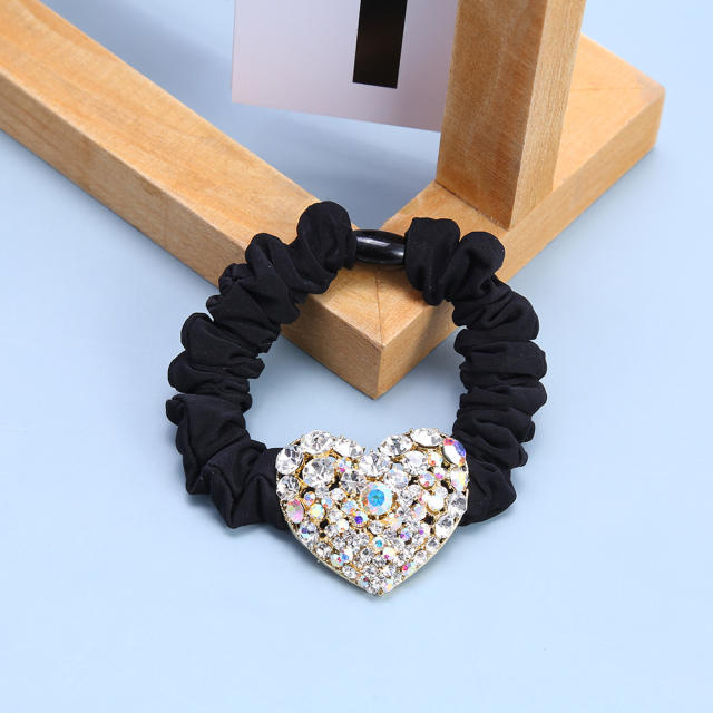 Luxury color crystal heart scrunchies