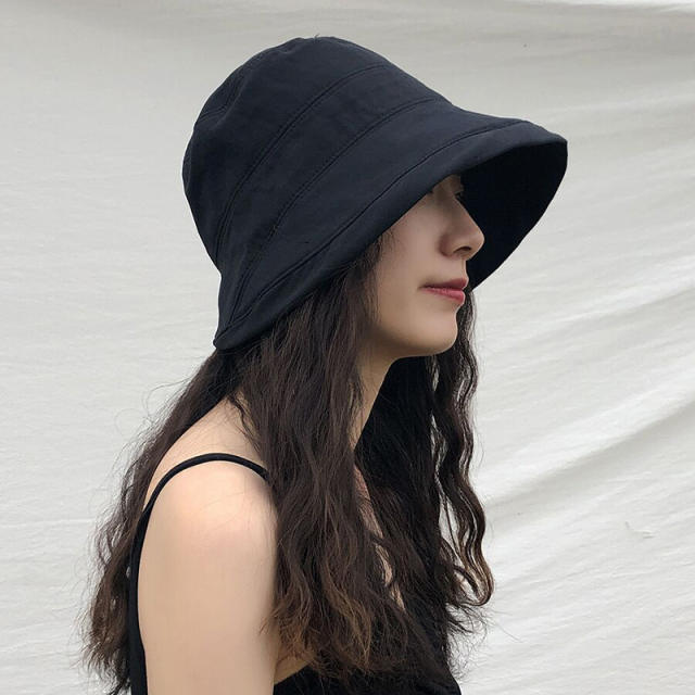 Korean fashion casual plain color bucket hat