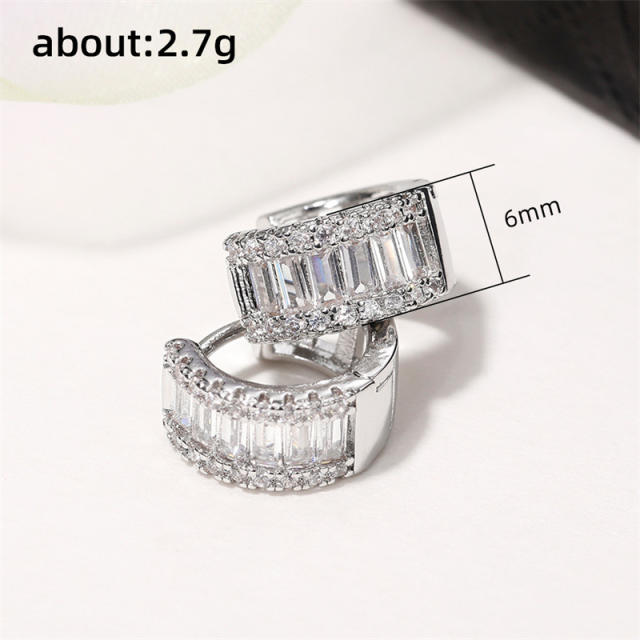 Popular cubic zircon diamond huggie earrings