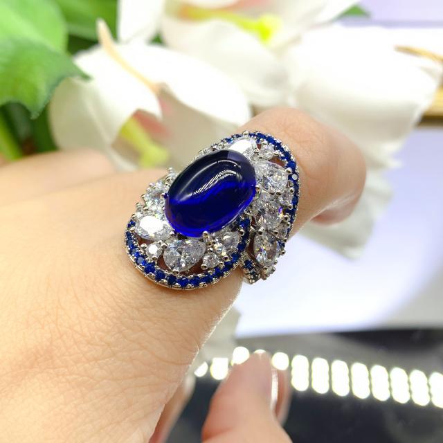 Luxury sapphire cubic zircon statement rings