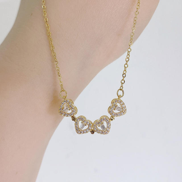 Delicate diamond clover stainless steel necklace