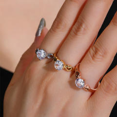 Concise heart cut cubic zircon stainless steel rings