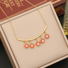 Personality colorful evil eye bead stainless steel necklace