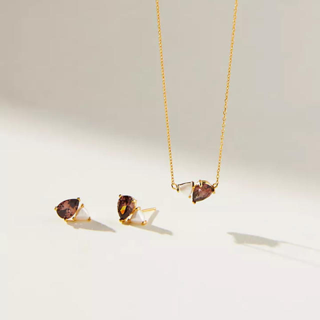 Delicate birthstone dainty copper necklace set