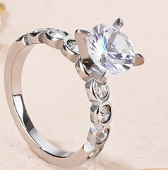 Concise chic cubic zircon diamond stainless steel rings