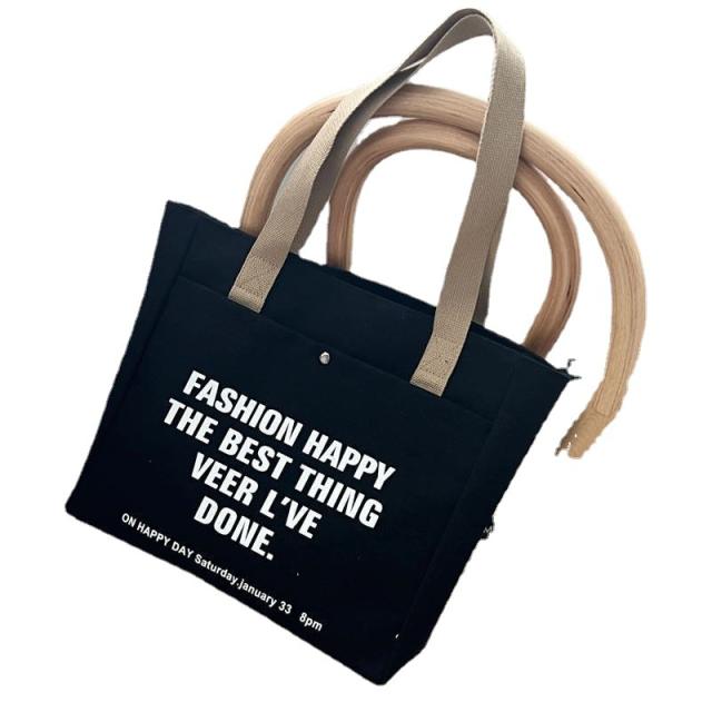 Letter canvas tote bag