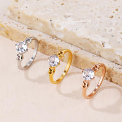 Concise heart cut cubic zircon stainless steel rings