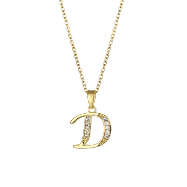 Delicate diamond initial pendant copper necklace