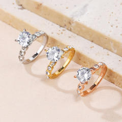 Concise chic cubic zircon diamond stainless steel rings