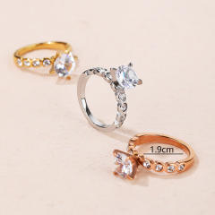 Concise chic cubic zircon diamond stainless steel rings