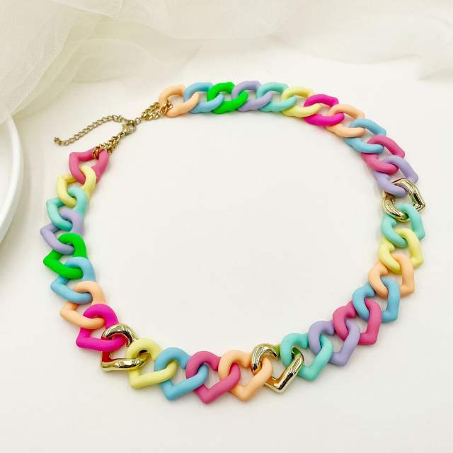 Y2K summer candy color acrylic chain choker necklace