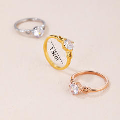 Concise heart cut cubic zircon stainless steel rings