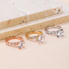 Concise chic cubic zircon diamond stainless steel rings